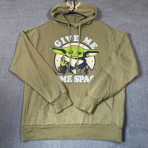 Star Wars Yoda "Give Me Some Space"Olive Green Hoodie Lightweight Unisex  Small